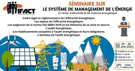 IFACT - SÉMINAIRE SUR LE SYSTÈME DE MANAGEMENT DE L'ÉNERGIE - ISO 50001:2018